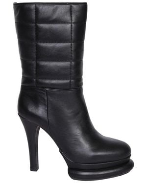 Paloma Barceló Round Toe Quilted High Heeled Boots - Black