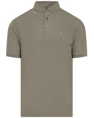 Emporio Armani Logo Embroidered Short Sleeved Polo Shirt - Grey