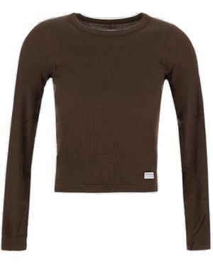 Alexander Wang Micro Ribbed Long Sleeve T-shirt - Brown