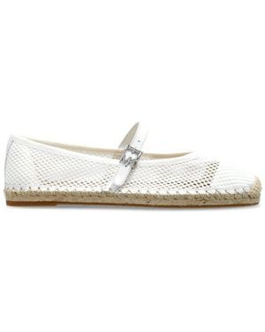 MICHAEL Michael Kors Lynn Buckle-Strapped Mesh Ballet Espadrilles - White
