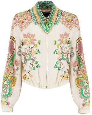 Etro Pattern-Printed Zipped Jacket - Green