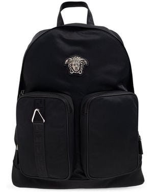 Versace Medusa Head Motif Zipped Backpack - Black