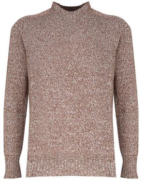 Malo Mock Neck Sweater - Brown