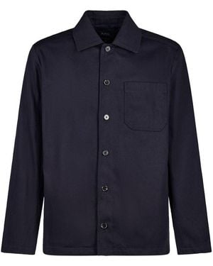 A.P.C. Buttoned Overshirt Jacket - Blue