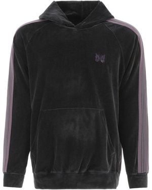 Needles Velour Embroidered Hoodie - Gray