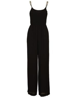 MICHAEL Michael Kors Smocked Georgette Chain Jumpsuit - Black