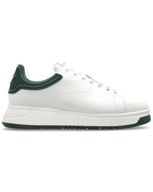 Emporio Armani Round Toe Lace-Up Trainers - White