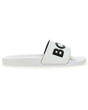 BOSS Aryeh Open Toe Slip-On Slides - White