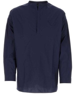 Prada Logo-triangle Long-sleeved Shirt - Blue