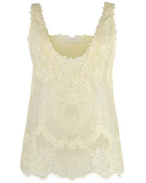 Zimmermann Nature-Inspired Floral Lace Tank Top - Yellow