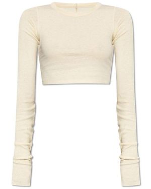Rick Owens 'Ls Crop T' T-Shirt in White | Lyst