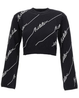 ROTATE BIRGER CHRISTENSEN Cotton And Wool Blend Logo Sweater - Black