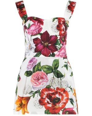 Dolce & Gabbana Flower Printed Poplin Top - Red
