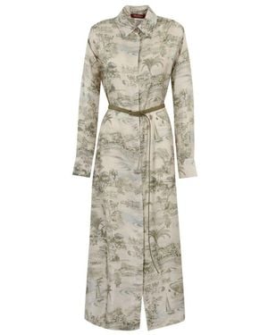 Max Mara Svelto All-Over Patterned Belted Dress - Natural