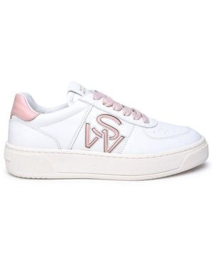 Stuart Weitzman Round-Toe Lace-Up Trainers - White