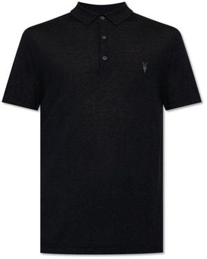 AllSaints Classic Embroidered Polo Shirt - Black