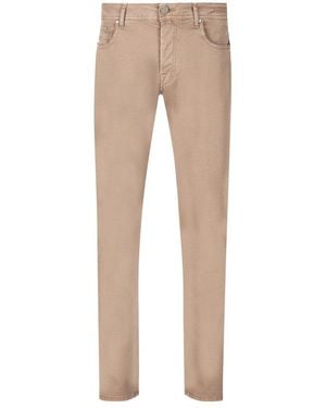 Jacob Cohen Bard Logo Patch Mid-Rise Jeans - Natural