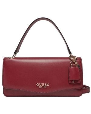 Guess Evaine Logo Lettering Flap Tote Bag - Red