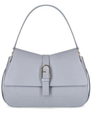 Furla Flow Logo Plaque Large Tote Bag - Grey