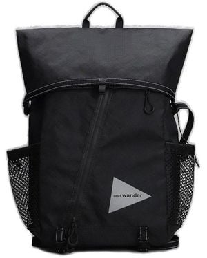 and wander Logo Printed Backpack - Black
