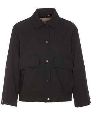 Herno Long Sleeved Snapped Jacket - Black