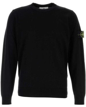 Stone Island Compass Patch Crewneck Sweater - Black