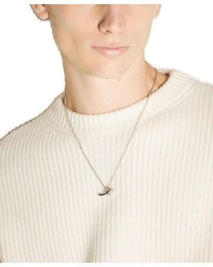 【Vivienne Westwood】Trudy pendant Man. Trudy Pendant Necklace in RUTHENIUM-PLATINUM-BLACK-CZ