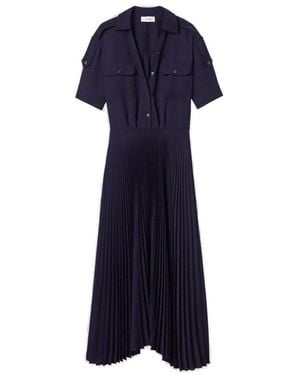 A.L.C. Liam Short Sleeved Pleated Midi Dress - Blue