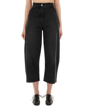 Studio Nicholson Logo Patch Cropped Wide-Leg Jeans - Black