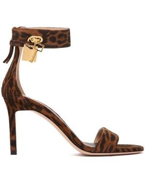 Tom Ford Leopard Patterned Zip Detailed Sandals - Brown