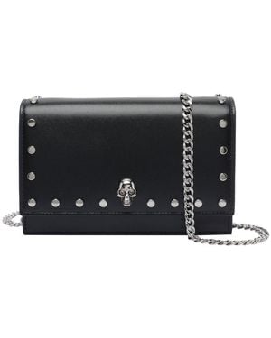 McQueen Small Skull Studded Shoulder Bag - Black