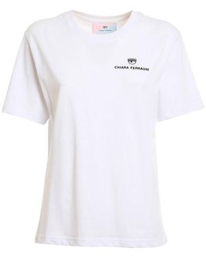 Chiara Ferragni Logo Printed Crewneck T-shirt - White