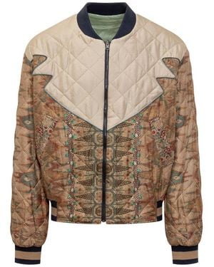 Pierre Louis Mascia Quilted Bomber Jacket - Brown