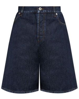 Burberry Logo Patch Denim Bermuda Shorts - Blue