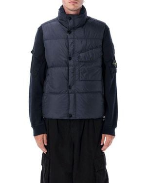 Stone Island Logo Patch High Neck Vest - Blue