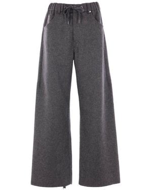 Brunello Cucinelli Drawstring Wide Leg Trousers - Grey