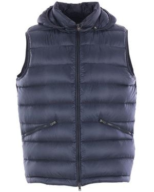 Herno Hooded Zip-Up Down Vest - Blue