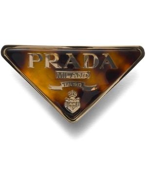 Prada Logo-Detailed Hair Clip - Brown
