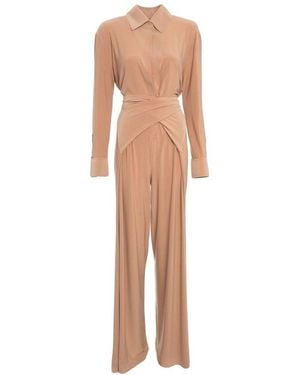 Norma Kamali Long-Sleeve Shirt Jumpsuit - White