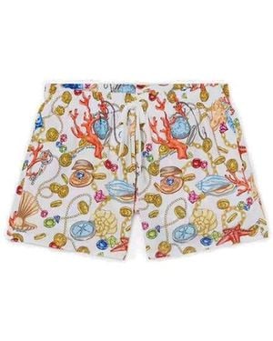 Moschino Printed Drawstring Swim Shorts - White
