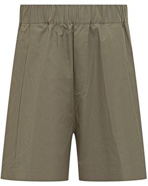 Laneus Wide Leg Poplin Bermuda Shorts - Green
