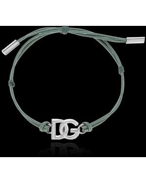 Dolce & Gabbana Logo Plaque Knot-Fastened Bracelet - Black