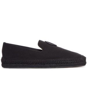 Christian Louboutin Logo Patch Slip-On Espadrilles - Black