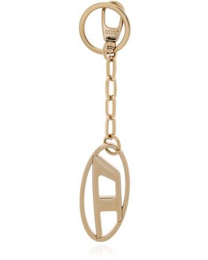 DIESEL Logo Plaque Chain-Linked Keyring - Metallic