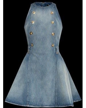 Balmain Sleeveless Denim Dress - Black