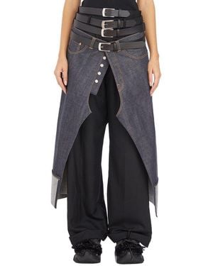 Junya Watanabe Layered Belted Trousers - Blue