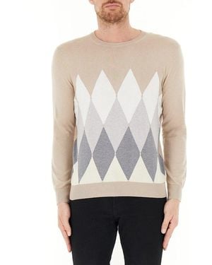 Ballantyne Graphic Printed Crewneck Jumper - White