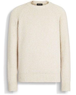 ZEGNA Light And Optical Cotton Crewneck - White