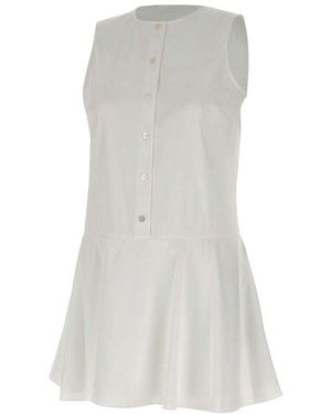 Theory Sleeveless Poplin Mini Dress - White