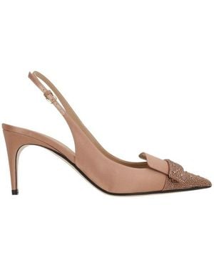 Sergio Rossi Embellished Slingback Pumps - Brown